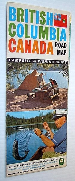 British Columbia Road Map 1964-1965 - With Campsite and Fishing …