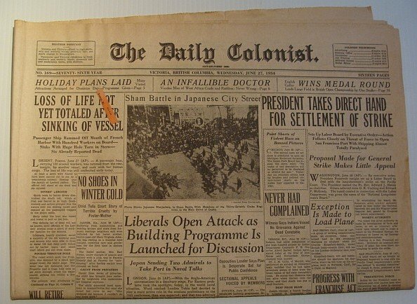 The Daily Colonist, Sunday June 27, 1934, Victoria, British Columbia …