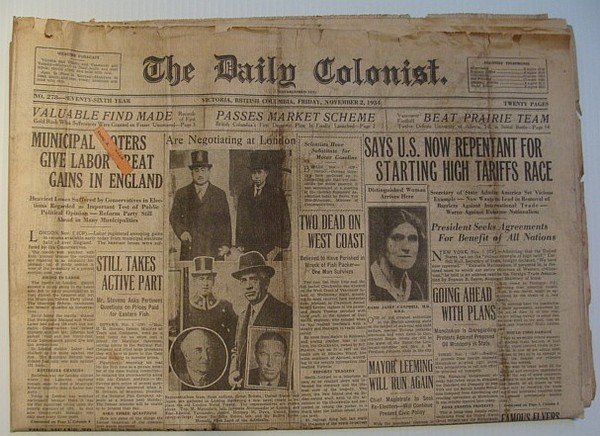 The Daily Colonist, Friday November 2, 1934, Victoria, British Columbia …