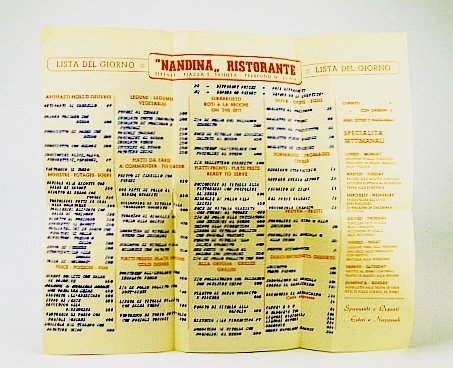 "Nandina" Ristorante, Firenze, Italy - Lista Del Giorno (Menu)