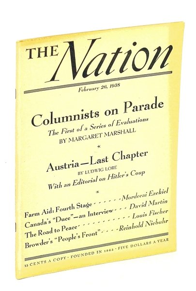 The Nation [Magazine], Febuary [Feb.] 26, 1938 - Adrien Arcand …