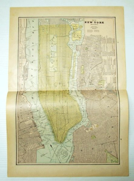 1889 Color Map of New York City (Manhattan) and Vicinity