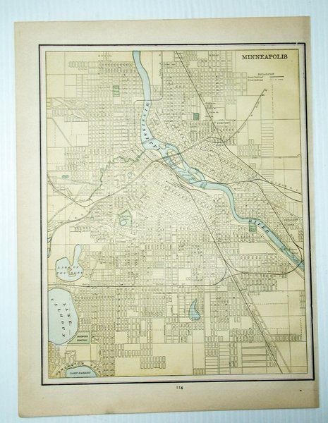 1889 Color Map of the City of Minneapolis, Minnesota (MN)
