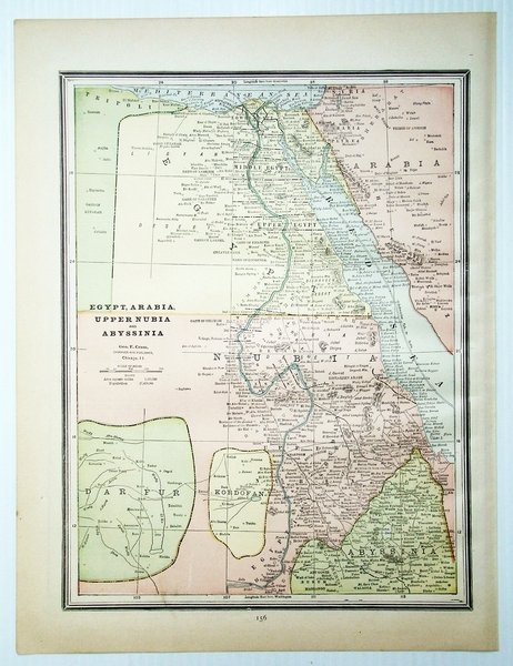 1889 Color Map of Egypt, Arabia, Upper Nubia and Abyssinia