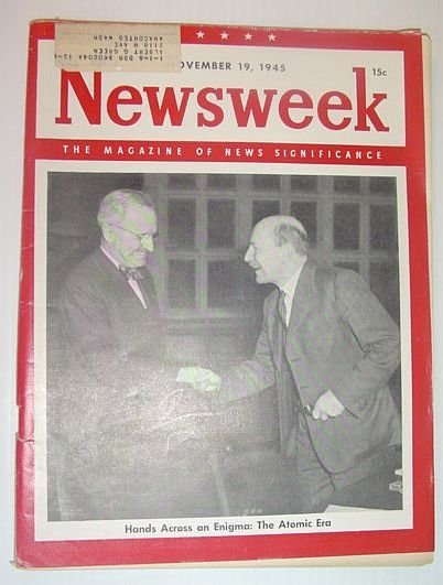 Newsweek Magazine, November 19, 1945 *Cover Photo of Truman with …