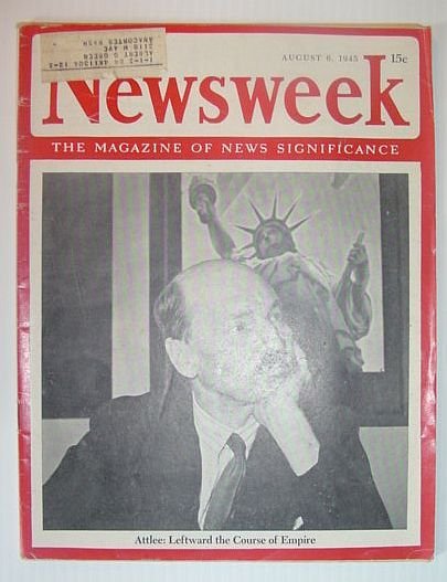 Newsweek Magazine, August 6, 1945 *B-25 BOMBER STRIKES EMPIRE STATE …