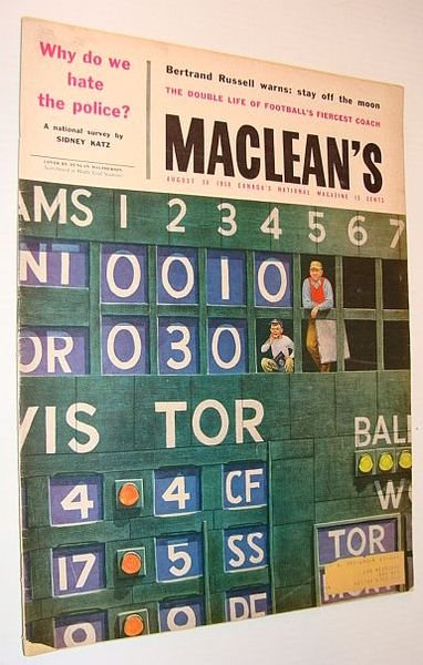 Maclean's Magazine, 30 August 1958 - Manual Baseball Scoreboard Cover …