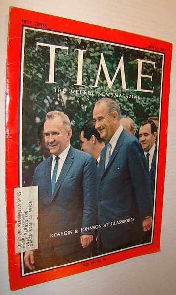 Time Magazine, June 30, 1967 - Kosygin and LBJ Photo …