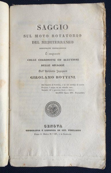 SAGGIO SUL MOTO ROTATORIO DEL MEDITERRANEO DIMOSTRATO TEORICAMENTE E COMPROVATO …