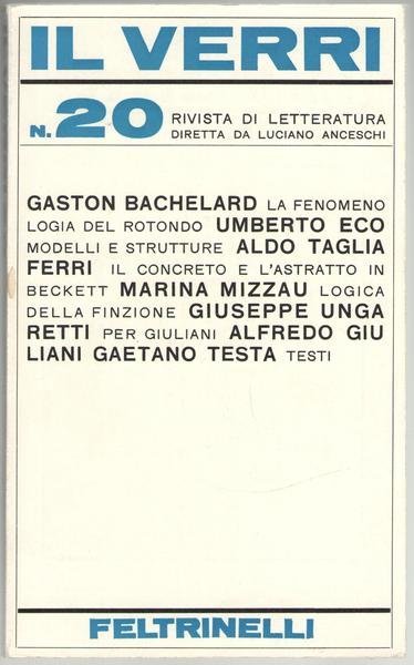IL VERRI Rivista di Letteratura N.20.