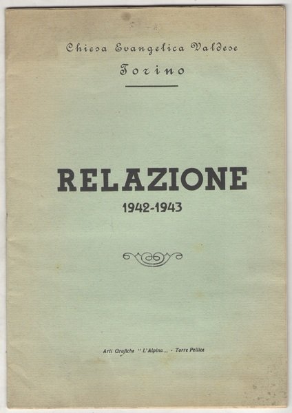 Chiesa Evangelica Valdese Torino Relazione 1942-1943.