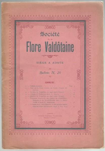 Societe de la flore valdôtaine. Bulletin n.20.