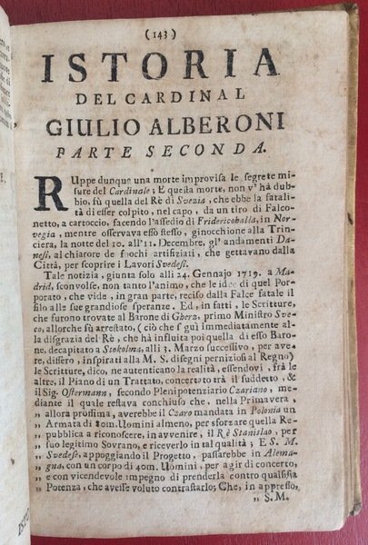 ISTORIA DEL CARDINAL ALBERONI Dal giorno della sua Nascita fino …