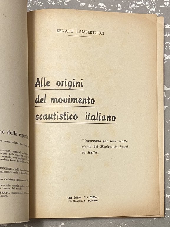 ALLE ORIGINI DEL MOVIMENTO SCAUTISTICO ITALIANO. CONTRIBUTO PER UNA ESATTA …
