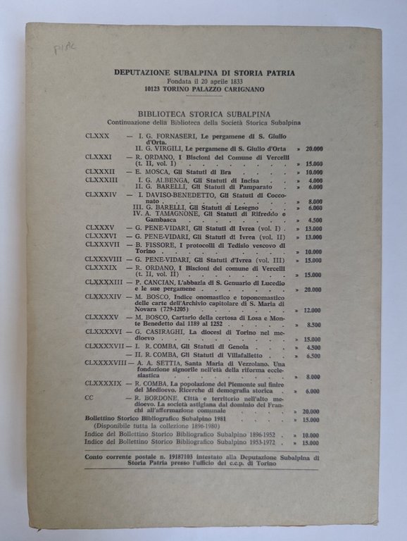 Bollettino storico - bibliografico subalpino Anno LXXX 1982 Primo semestre. | Immagine Gallery 4