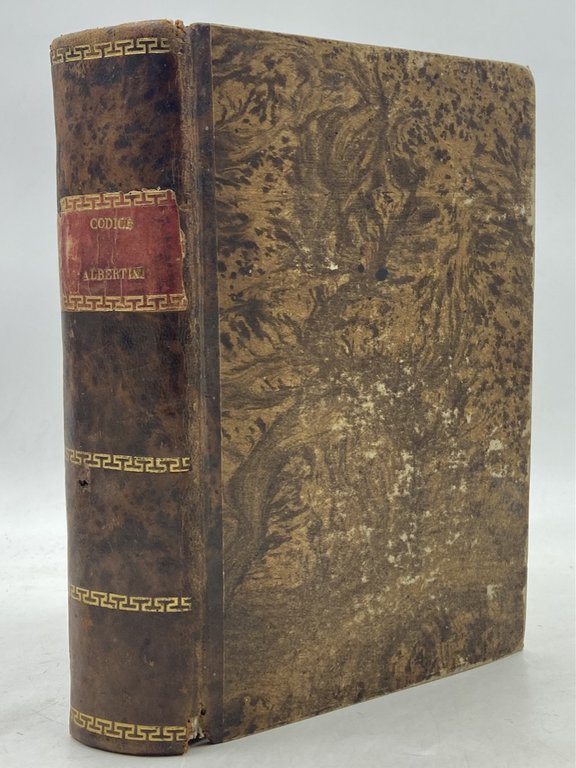 CODICE CIVILE PER GLI STATI DI S.M. IL RE DI SARDEGNA. Torino, Stamperia Reale 1837. (legato con) INDICE ALFABETICO ANALITICO DELLE MATERIE CONTENUTE NEL CODICE CIVILE PER GLI STATI DI S.M. IL RE DI SARDEGNA COMPILATO DALL'AVVOCATO GHIONE. Torino, Coi Tipi degli Eredi Bianco e Comp. 1837. (legato con) REGIE LETTERE PATENTI per le quali S. M. approva l'annesso Regolamento per la tenuta dei registri destinati ad accertare lo stato civile.