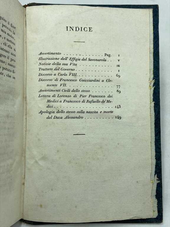 DEL REGGIMENTO DEGLI STATI DI FRA GIROLAMO SAVONAROLA CON DUE …