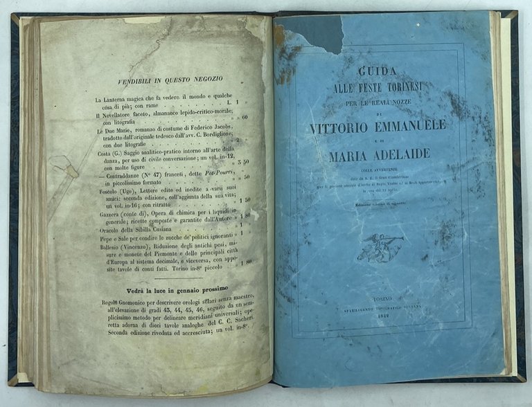 DESCRIZIONE DELLE FESTE TORINESI NELL'APRILE 1842 DEL CAVALIERE LUIGI CIBRARIO. …