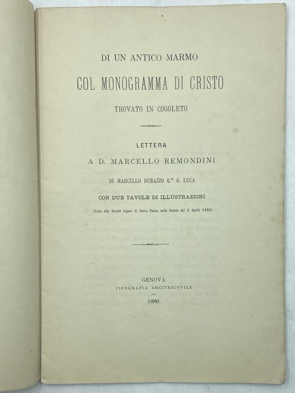 DI UN ANTICO MARMO COL MONOGRAMMA DI CRISTO TROVATO IN … | Immagine Gallery 2