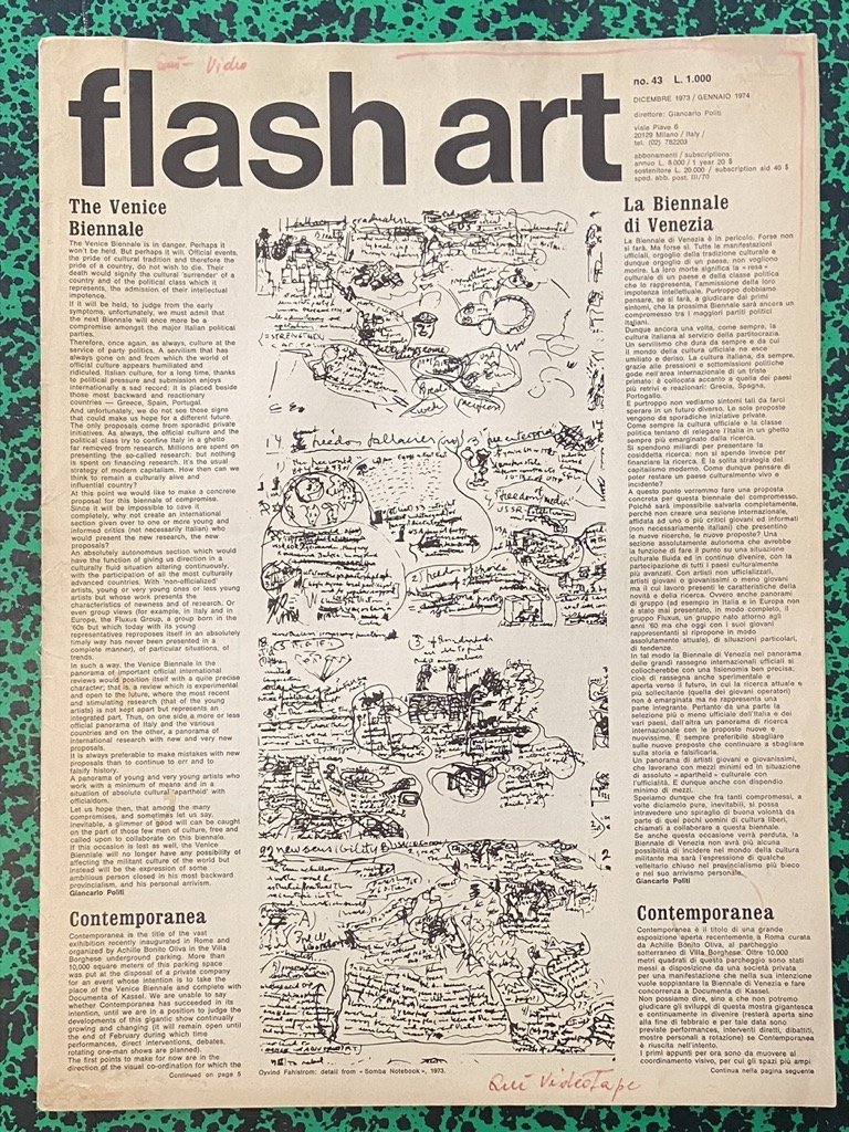 FLASH ART no 43 DICEMBRE 1973 GENNAIO 1974.