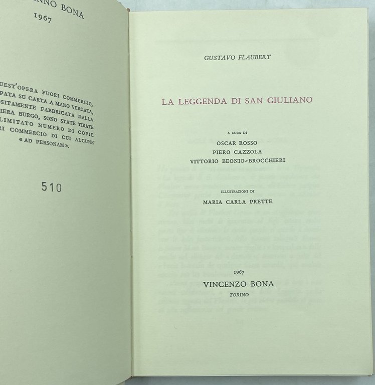 Gustavo Flaubert. LA LEGGENDA DI SAN GIULIANO. Capodanno Bona 1967. | Immagine Gallery 3