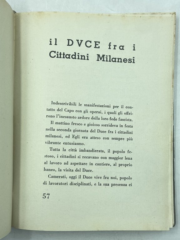 I CINQUE GIORNI DEL DUCE A MILANO. CRONISTORICO.