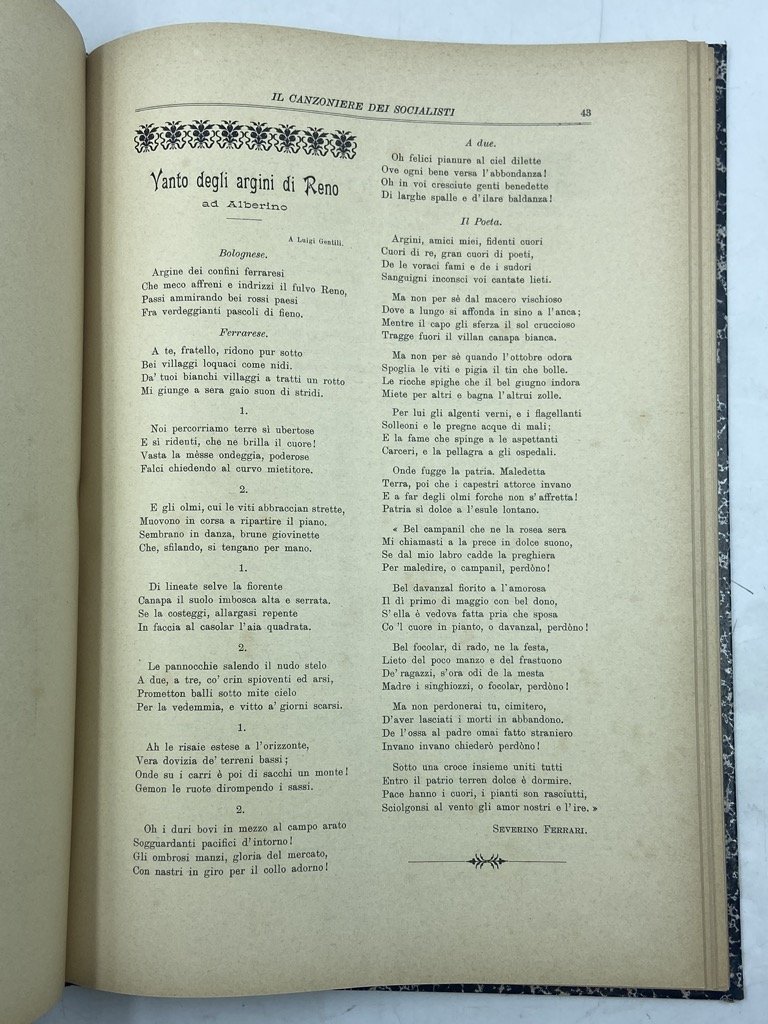 IL CANZONIERE DEI SOCIALISTI. | Immagine principale