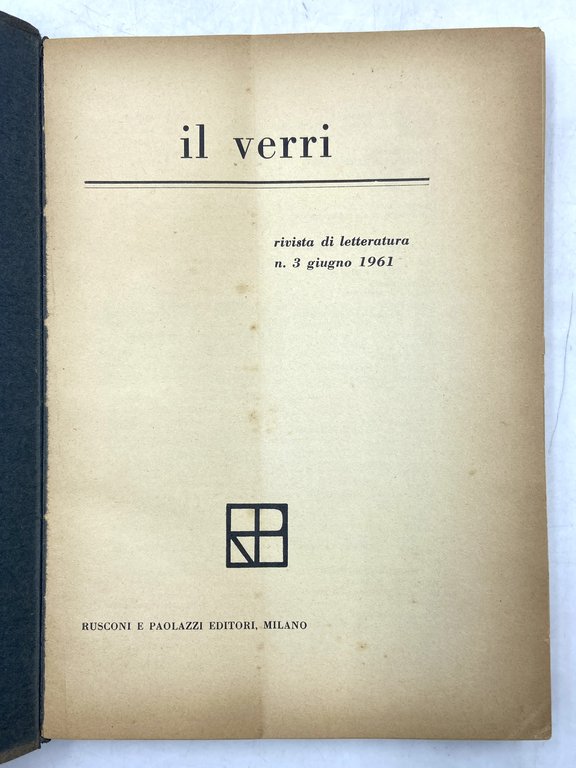 IL VERRI rivista di letteratura n. 3 anno V giugno …