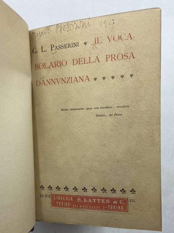 IL VOCABOLARIO DELLA PROSA DANNUNZIANA. | Immagine Gallery 3