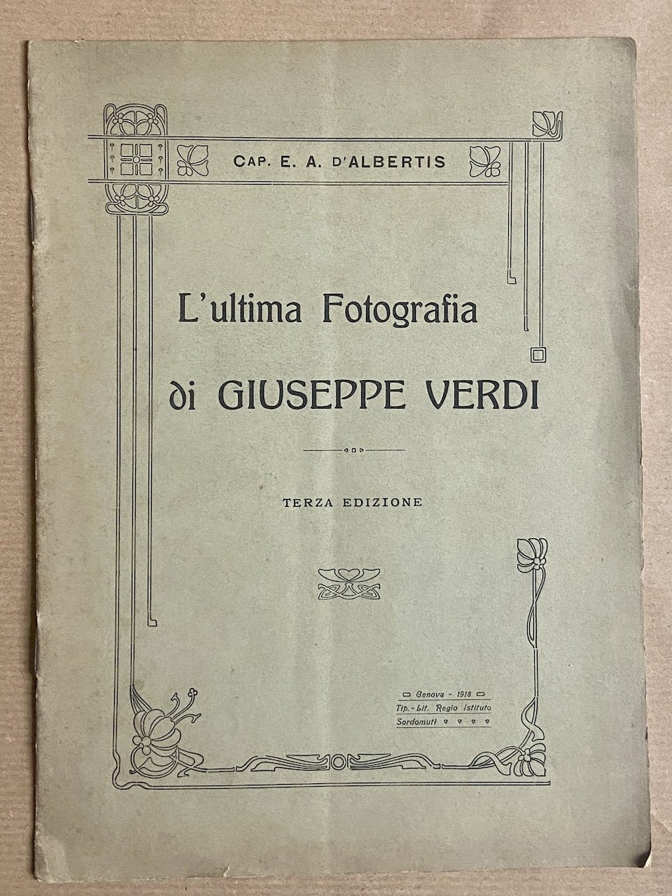 L'ultima fotografia di Giuseppe Verdi. [invio autografo]