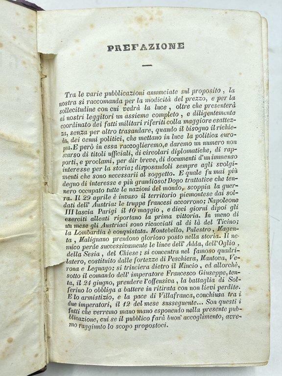 LA GUERRA D’ITALIA DEL 1859 per Emilio de La Bédollière. …