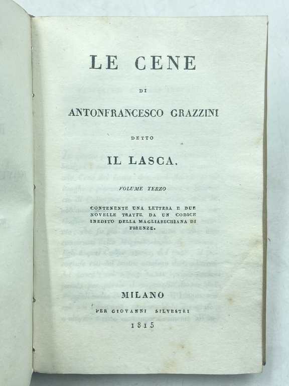 LE CENE DI ANTONFRANCESCO GRAZZINI DETTO IL LASCA. VOLUME PRIMO … | Immagine Gallery 10