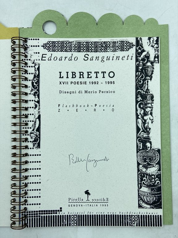 LIBRETTO. XVII POESIE 1992 - 1995. Disegni di Mario Persico. …