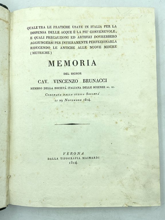 MISCELLANEA DI 4 MEMORIE SCIENTIFICHE DI VINCENZO BRUNACCI: 1. QUALE …