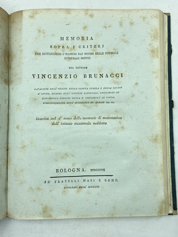 MISCELLANEA DI 4 MEMORIE SCIENTIFICHE DI VINCENZO BRUNACCI: 1. QUALE …