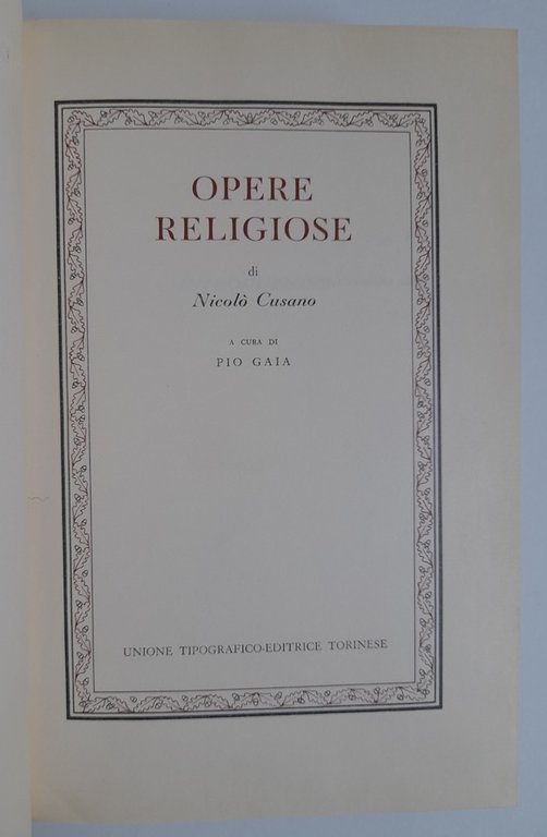 Opere religiose di Nicolò Cusano. | Immagine Gallery 2