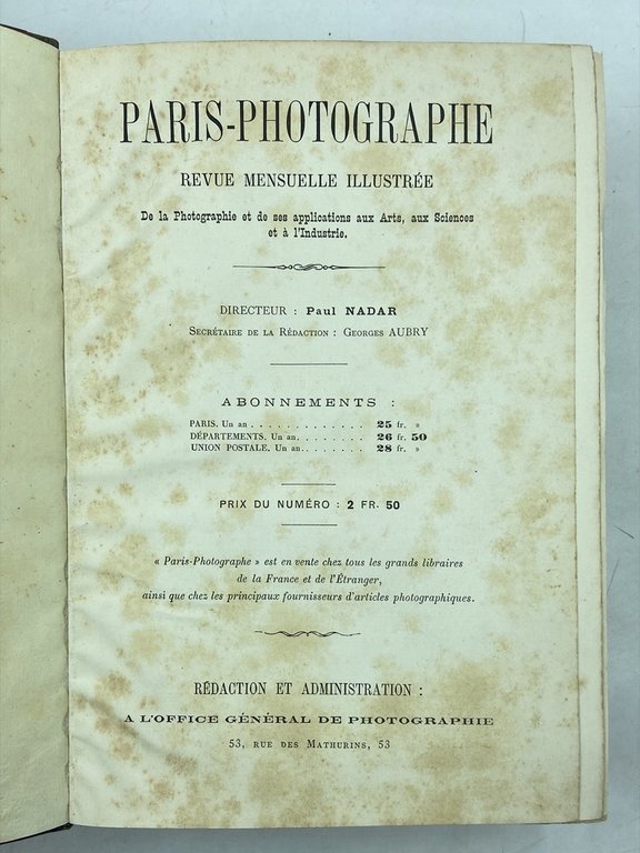 PARIS-PHOTOGRAPHE. REVUE MENSUELLE ILLUSTRÉE De la Photographie et de ses …