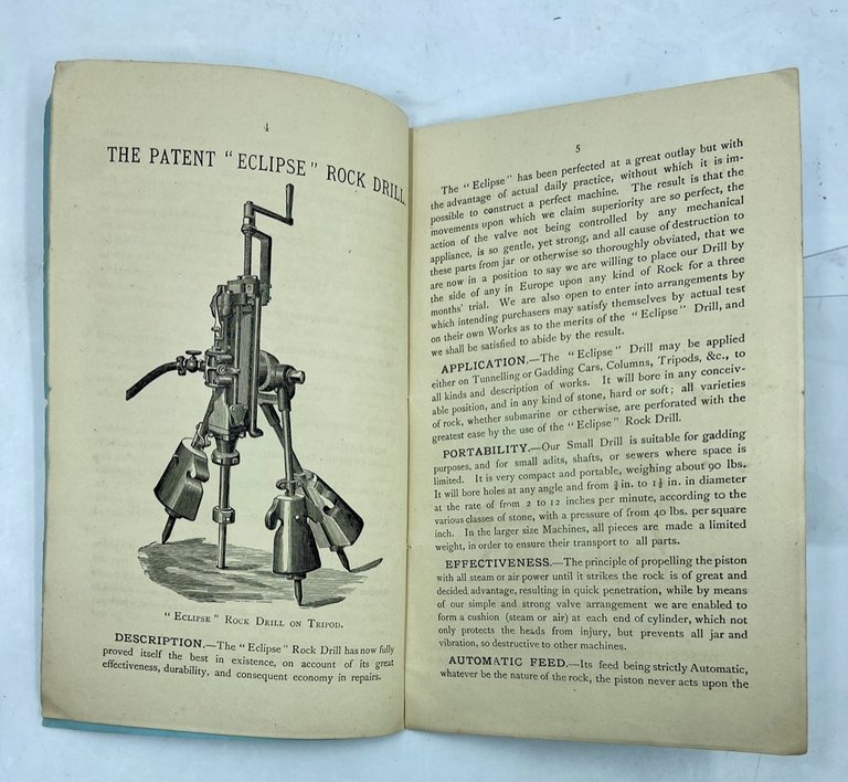 Patent «Eclipse» Rock Drill, «Reliance» Air Compressor, and Hydraulic Cars …
