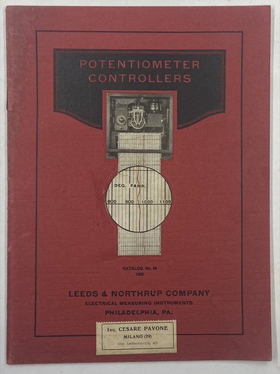 POTENTIOMETER CONTROLLERS FOR AUTOMATIC TEMPERATURE CONTROL. Catalog No. 84 1925. Leeds & Northrup Company Electrical Measuring Instruments. Phildalphia, PA. [Catalogo industriale]