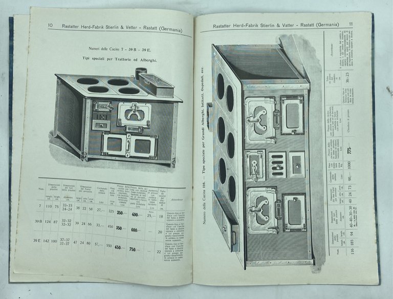 Rastatter Hofherdfabrik STIERLIN & VETTER. Rastatt (Germania). (Catalogo cucine economiche)