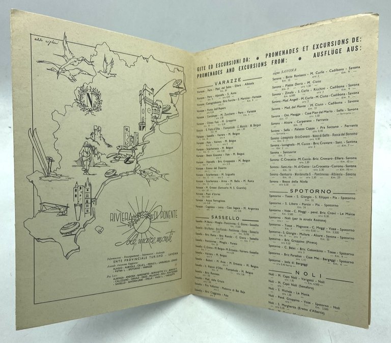 RIVIERA DI PONENTE. Carta delle gite automobilistiche. (pieghevole turistico)