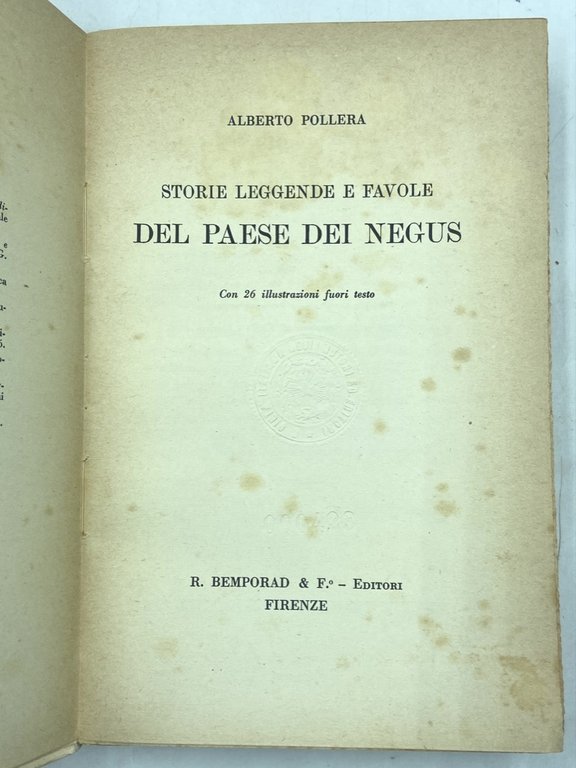 STORIE LEGGENDE E FAVOLE DEL PAESE DEI NEGUS.