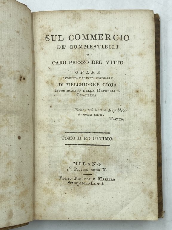 SUL COMMERCIO DE’ COMMESTIBILI E CARO PREZZO DEL VITTO OPERA … | Immagine Gallery 13