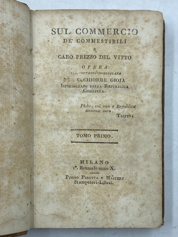 SUL COMMERCIO DE’ COMMESTIBILI E CARO PREZZO DEL VITTO OPERA … | Immagine Gallery 2