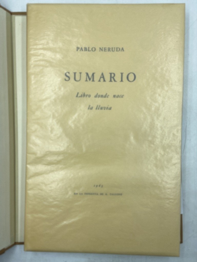 SUMARIO. Libro donde nace la lluvia. 1963. En la imprenta …