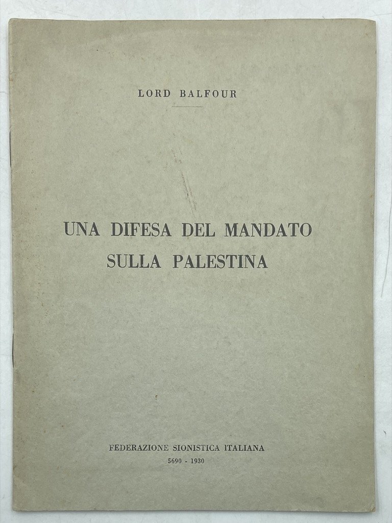 UNA DIFESA DEL MANDATO SULLA PALESTINA. | Immagine principale