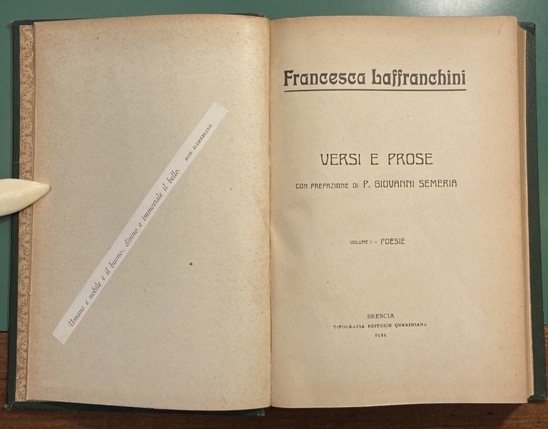 VERSI E PROSE. Volume I: Poesie. Volume II: Prose - …