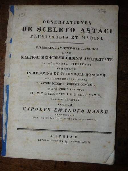 Observationes de sceleto astaci fluviatilis et marini. Dissertatio inauguralis zootomica.