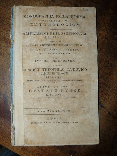 Monographia Pselaphorum. Auctore Dr. Henr. Theoph. Ludov. Reichenbach. Cum Tab. …