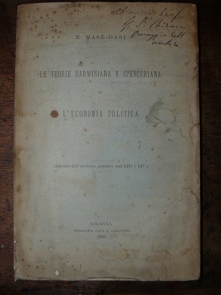 Le teorie Darwiniana e Spenceriana e l'economia politica. (Estratto dall'archivio …